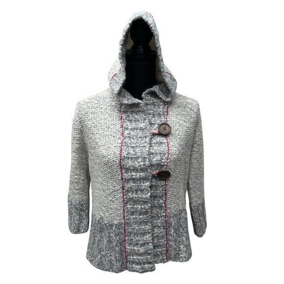 Free People Sweaters - Free People Cardigan Hooded BiG Button Front Sweater Women's SZ‎ Large Soft Wool